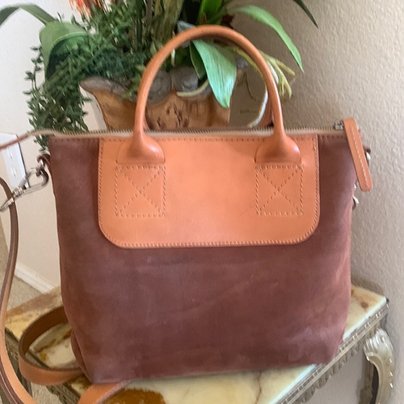 GRAF & LANTZ All Leather shoulder bag, zip top/inside pocket, double handles EUC - Picture 5 of 9